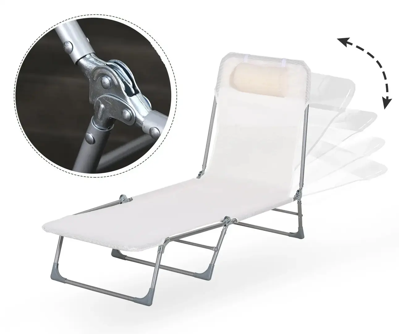 Sezlong Outsunny 84B-622CW (Cream White) - 6