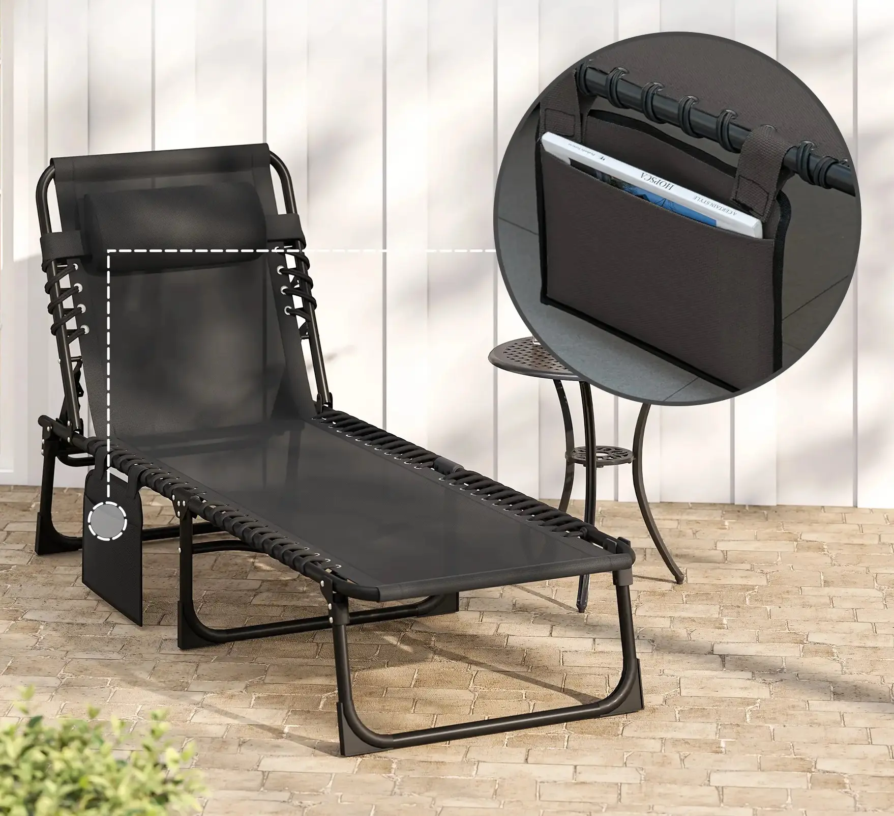 Шезлонг Outsunny 84B-812BK (Black) - 6