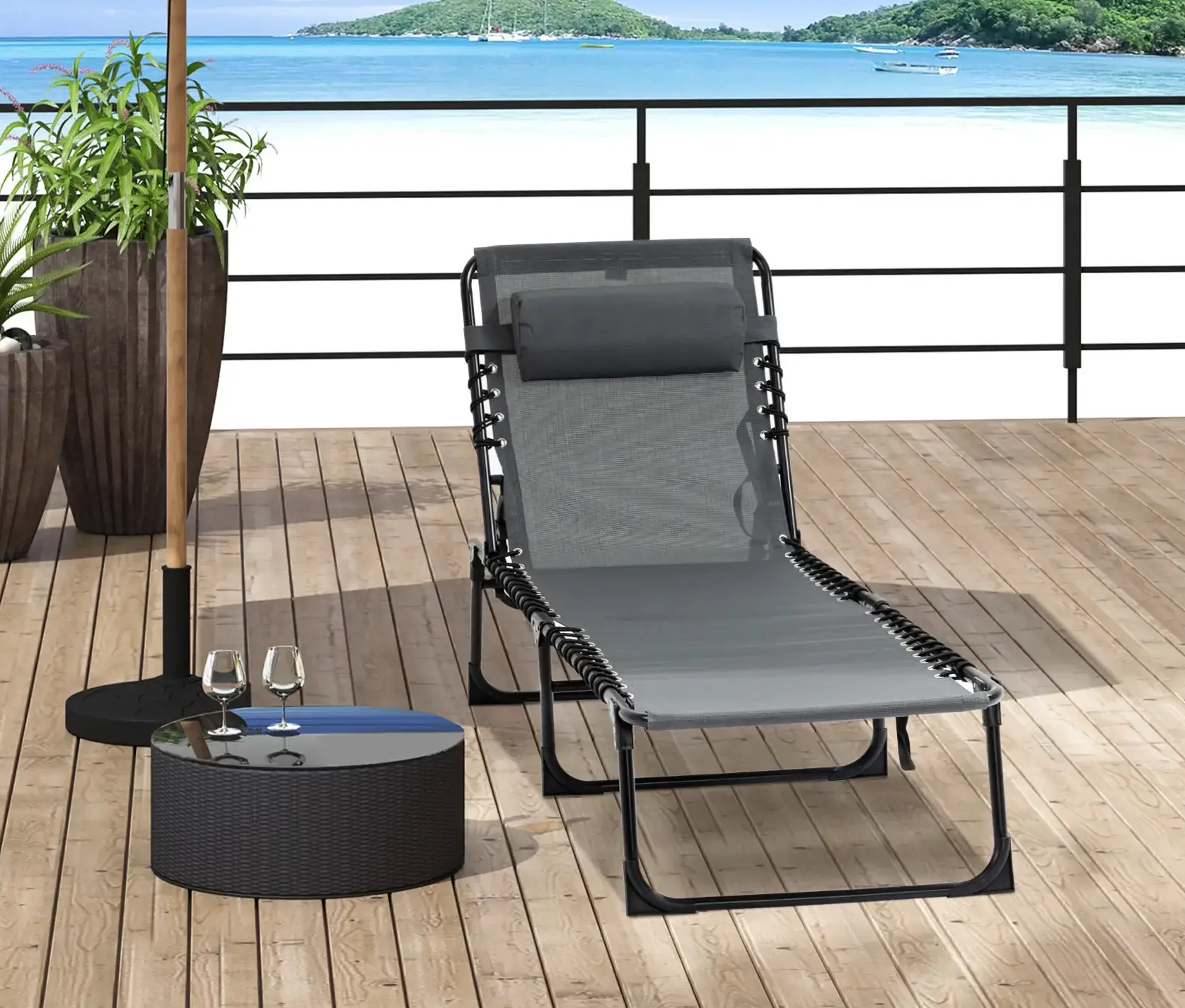 Шезлонг Outsunny 84B-812GY (Grey) - 7