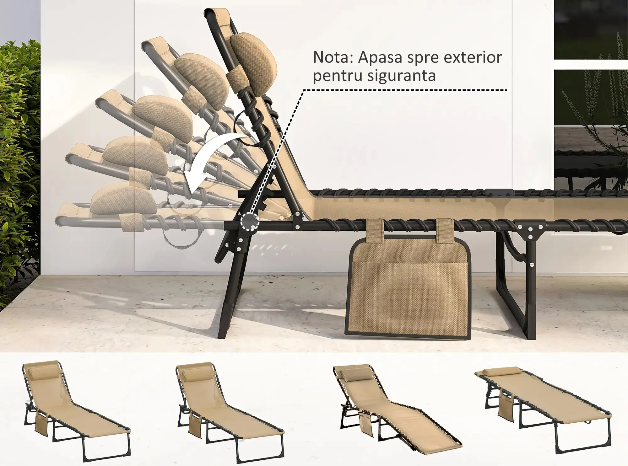 Sezlong Outsunny 84B-812V70BG (Beige) - 6