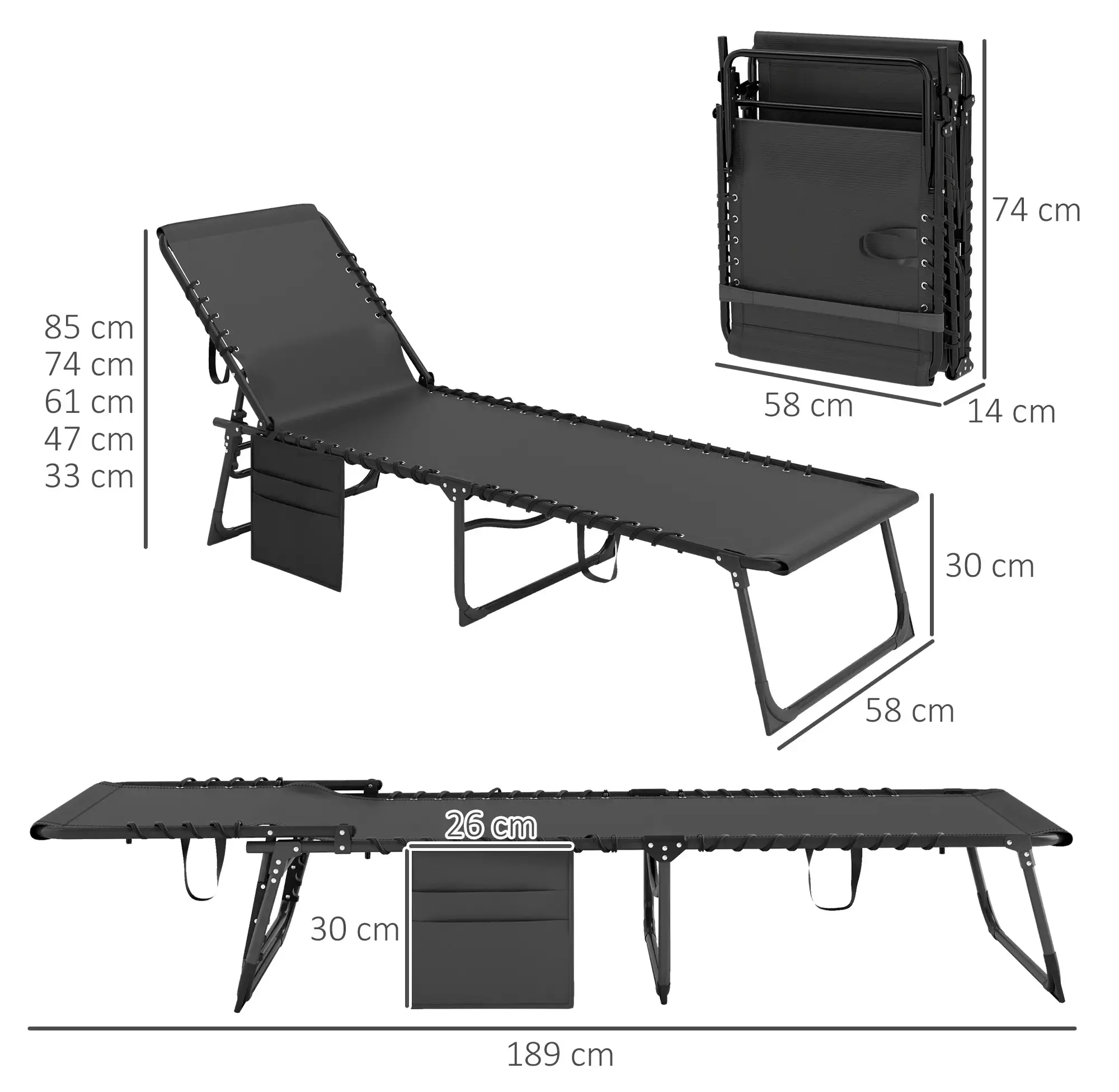 Sezlong Outsunny 84G-125V00BK (Black) - 4
