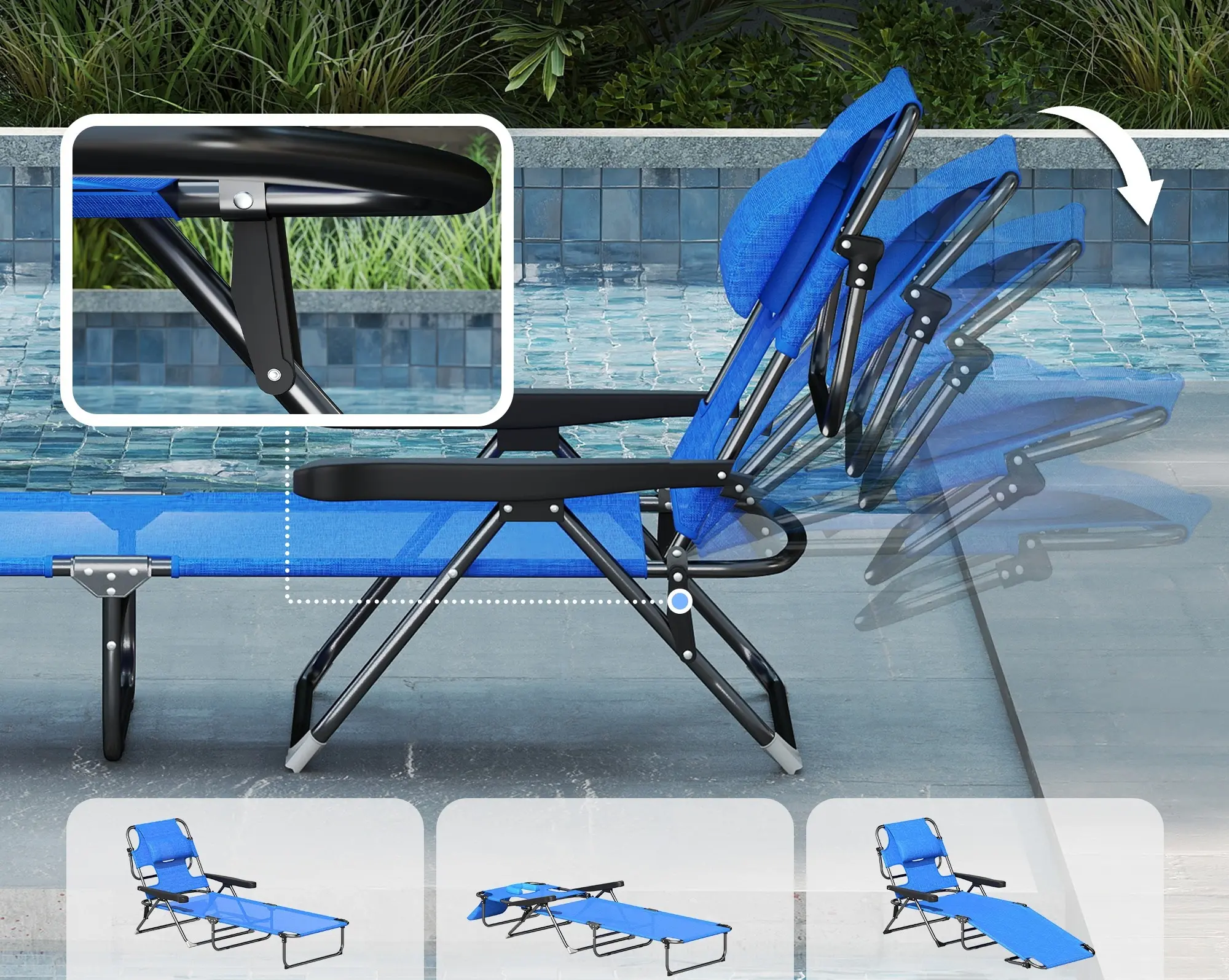 Sezlong Outsunny 84G-391V00DB (Black/Dark Blue) - 4