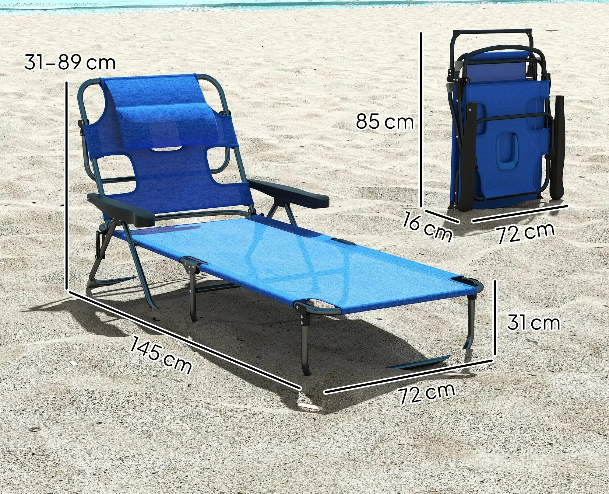 Sezlong Outsunny 84G-391V00DB (Black/Dark Blue) - 8