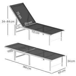 Sezlong Outsunny 84G-596V01GY (Grey/White) Thumb