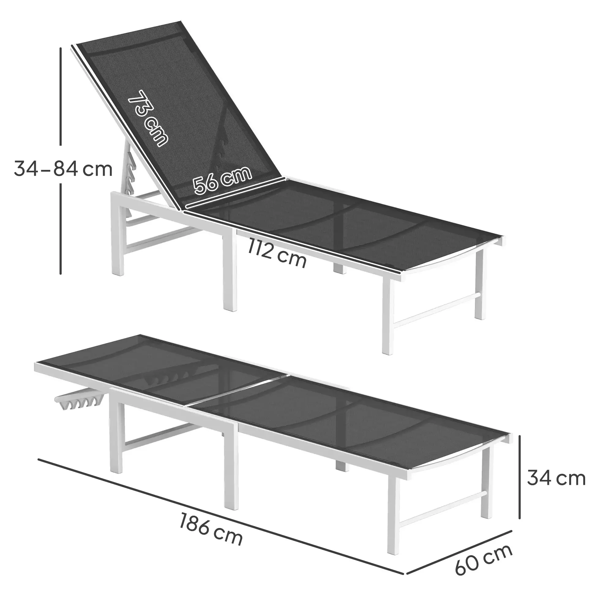 Sezlong Outsunny 84G-596V01GY (Grey/White) - 4