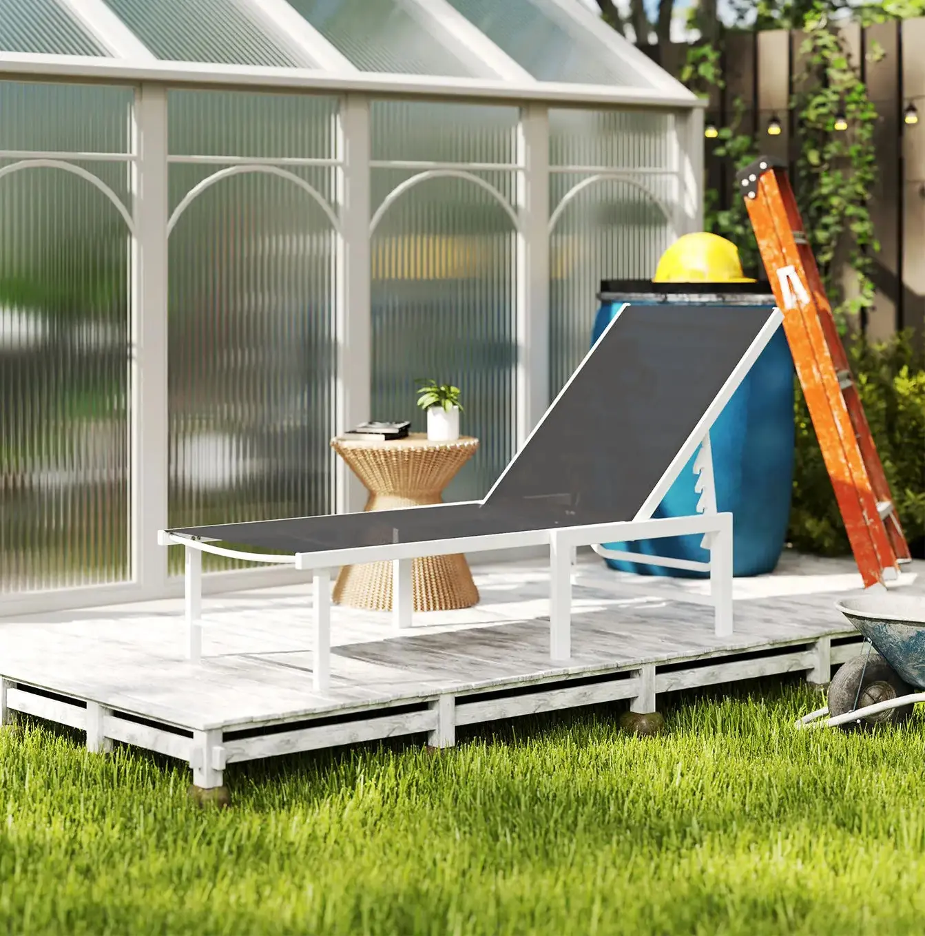 Sezlong Outsunny 84G-596V01GY (Grey/White) - 7