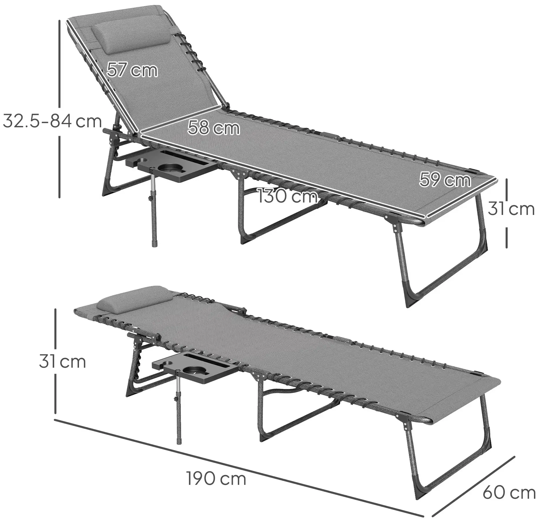 Sezlong Outsunny 84G-721V00GY (Grey) - 4