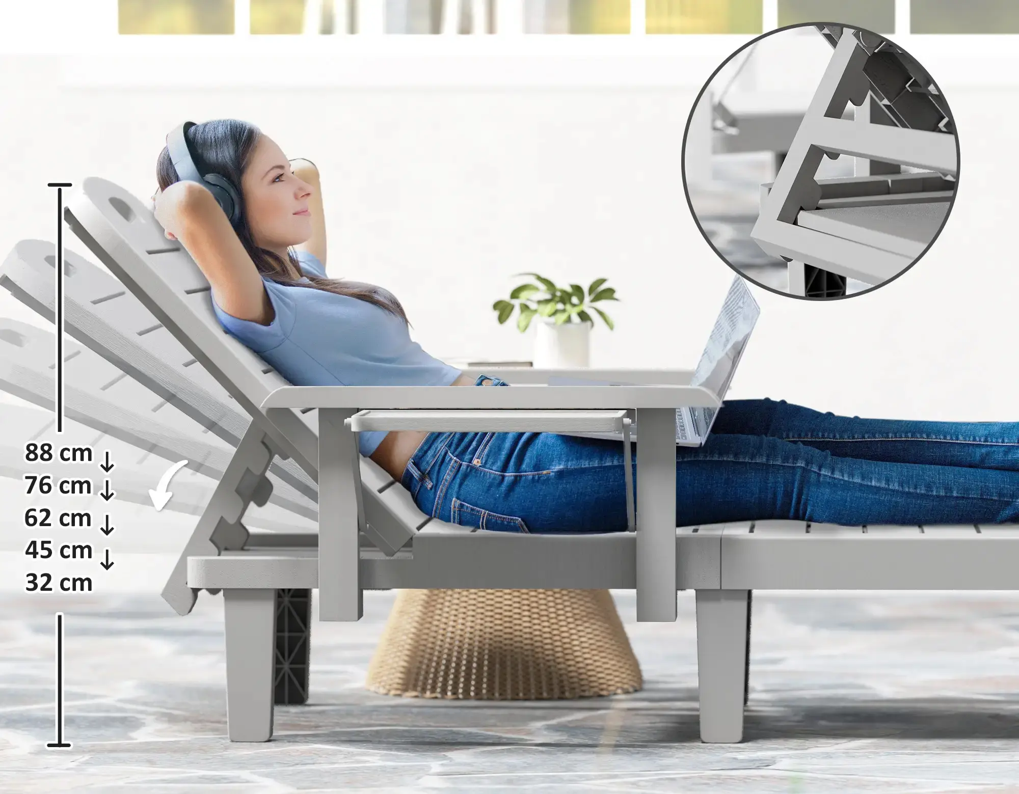 Sezlong Outsunny 84G-789V00LG (Light Grey) - 4