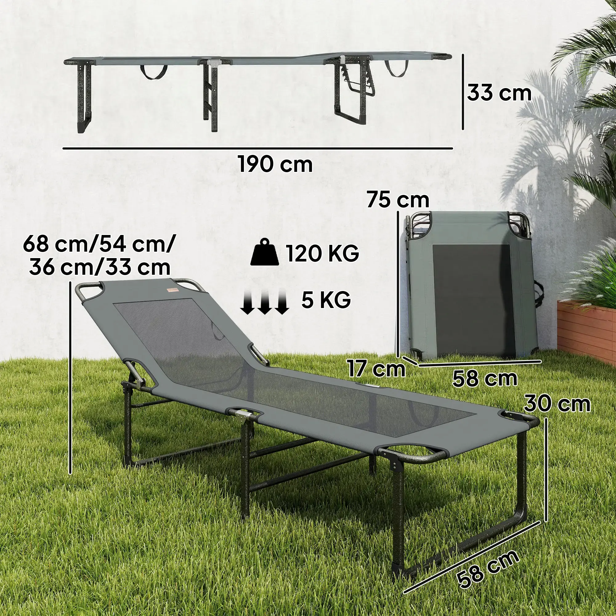 Sezlong Outsunny 84K-164V00GY (Grey) - 4