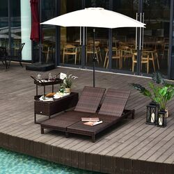 Sezlong Outsunny 862-023BN (Brown/Cream White)