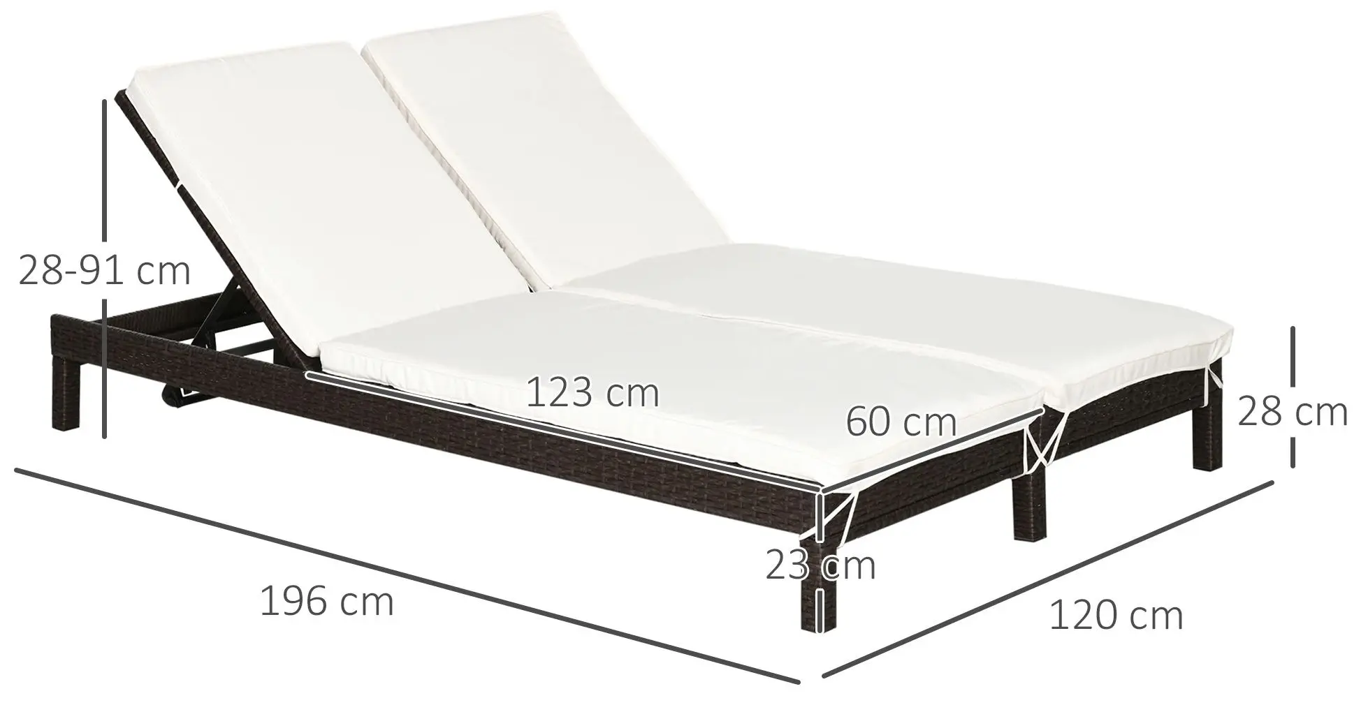 Шезлонг Outsunny 862-023BN (Brown/Cream White)