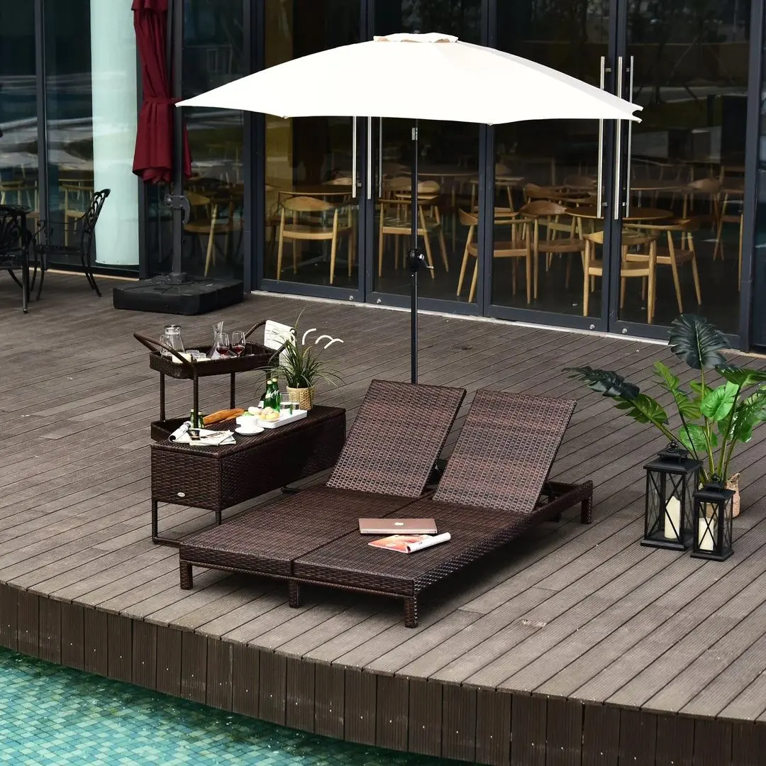 Шезлонг Outsunny 862-023BN (Brown/Cream White)