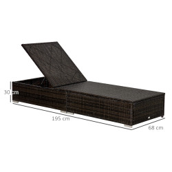 Sezlong Outsunny 862-025V01BN (Brown/White Cream) Thumb