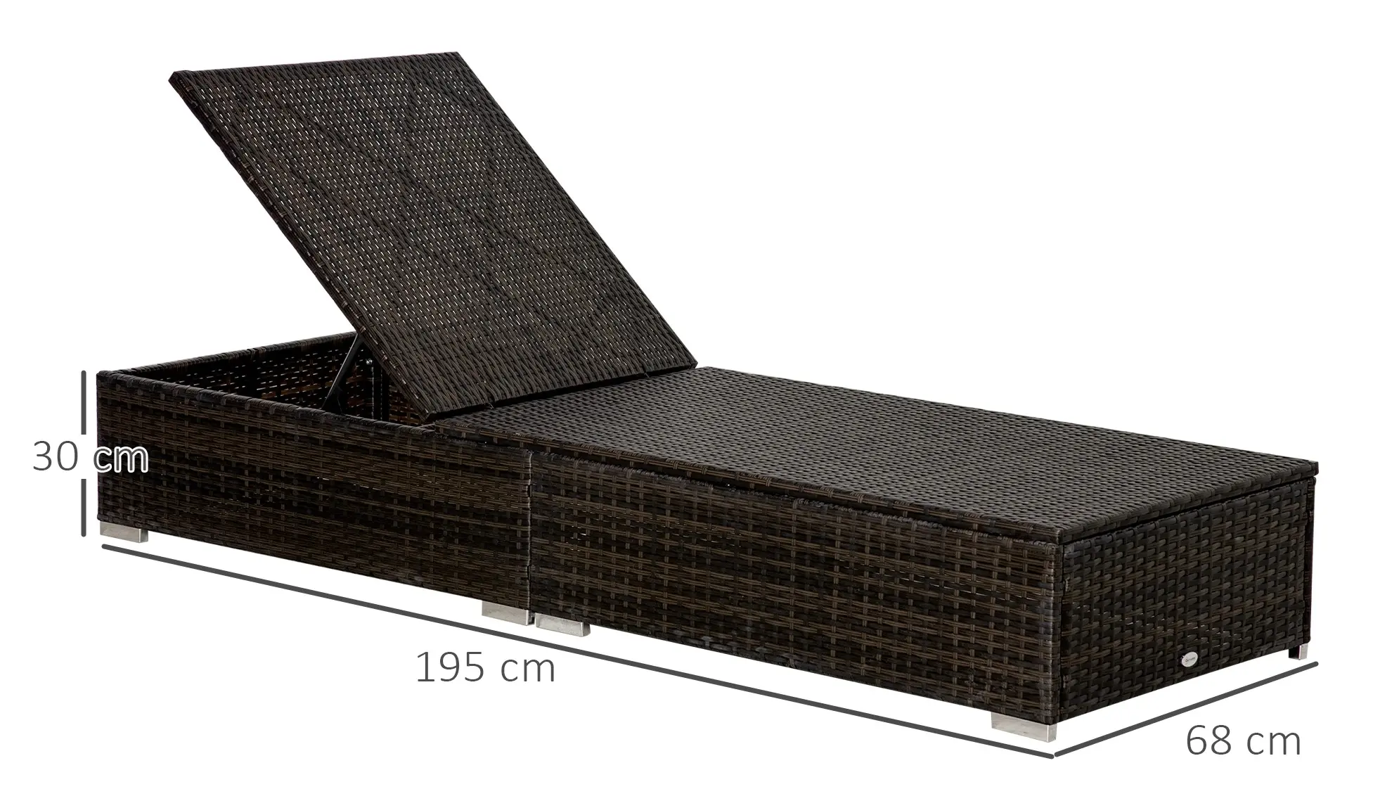 Sezlong Outsunny 862-025V01BN (Brown/White Cream) - 2