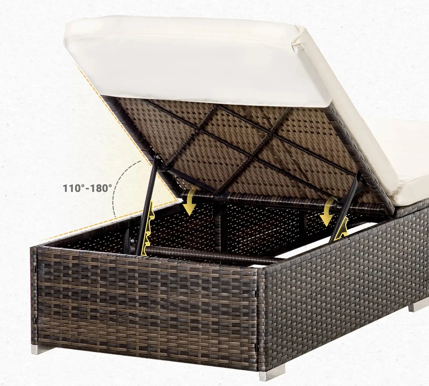 Sezlong Outsunny 862-025V01BN (Brown/White Cream) - 3