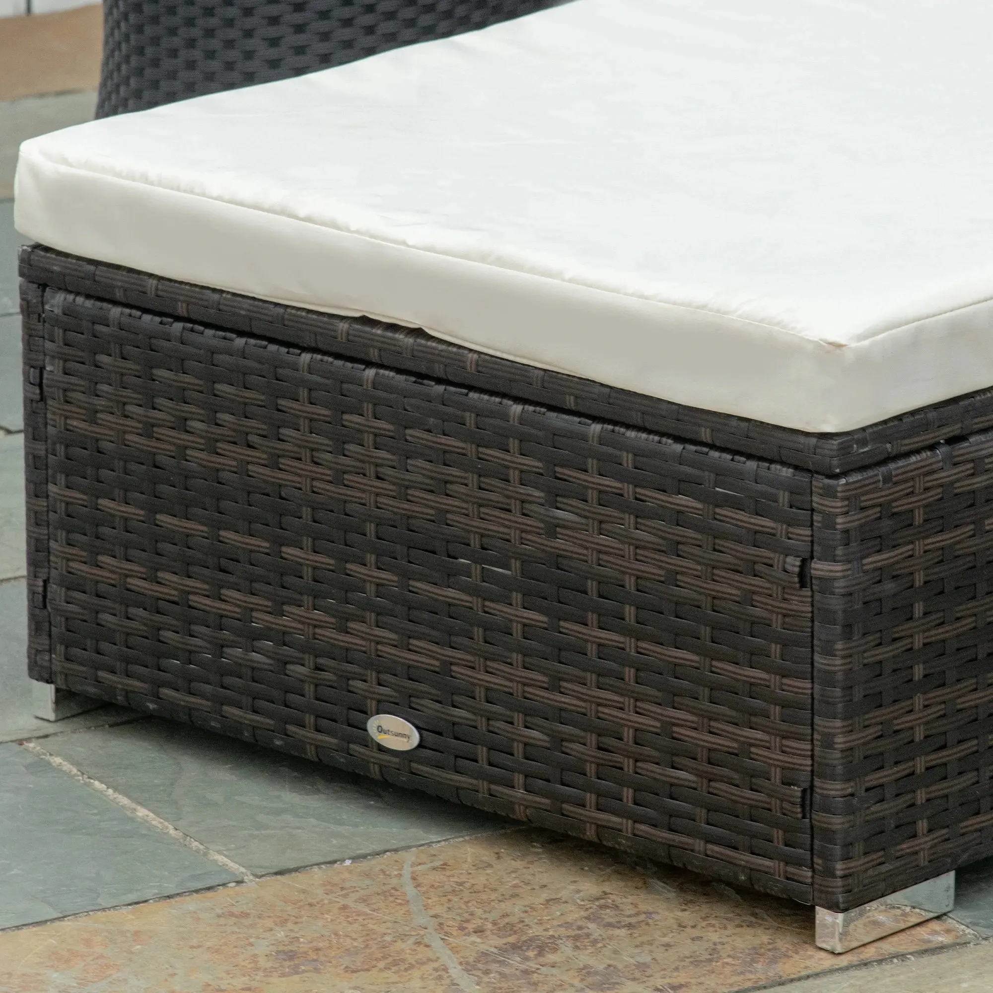 Sezlong Outsunny 862-025V01BN (Brown/White Cream) - 6