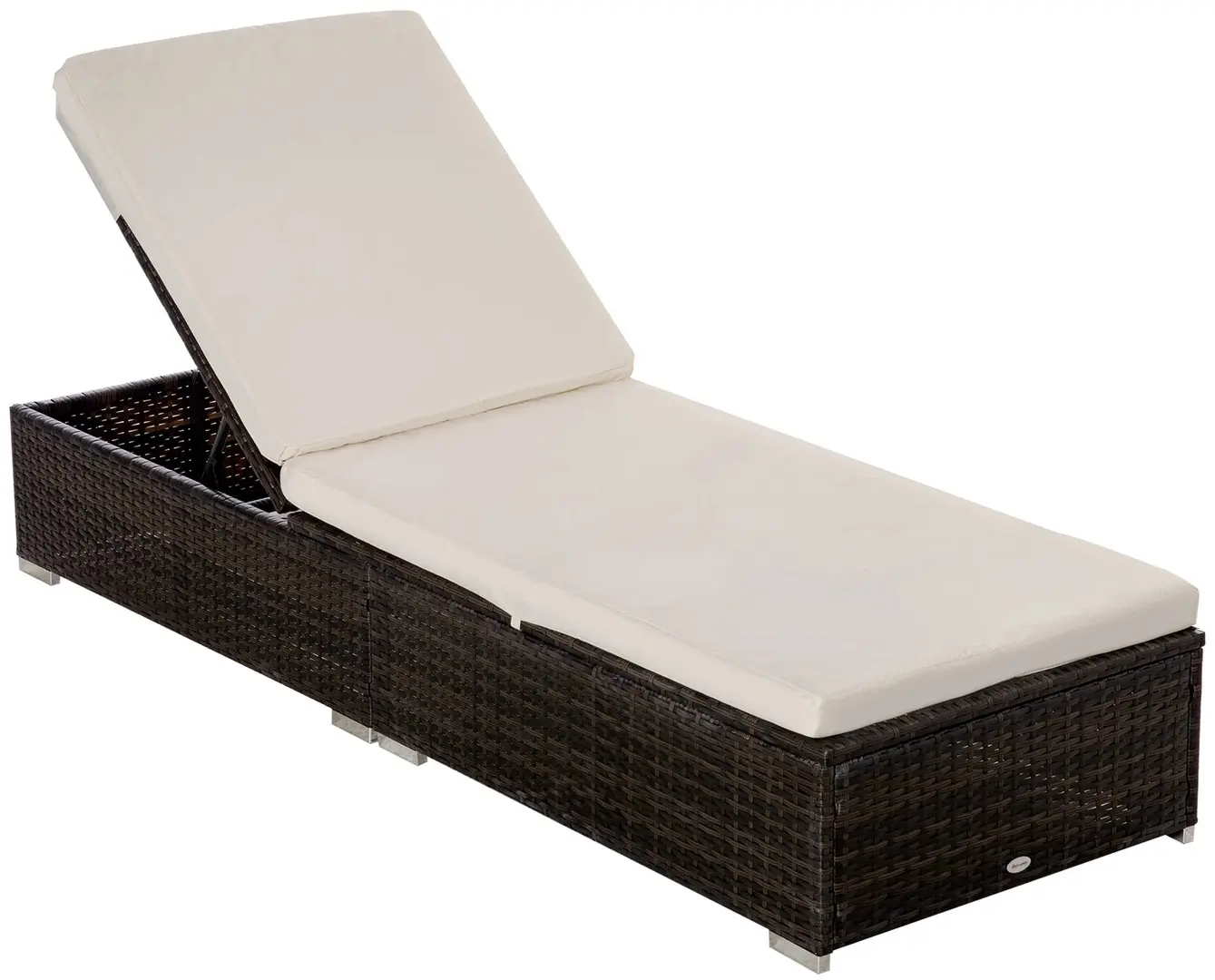 Sezlong Outsunny 862-025V01BN (Brown/White Cream)