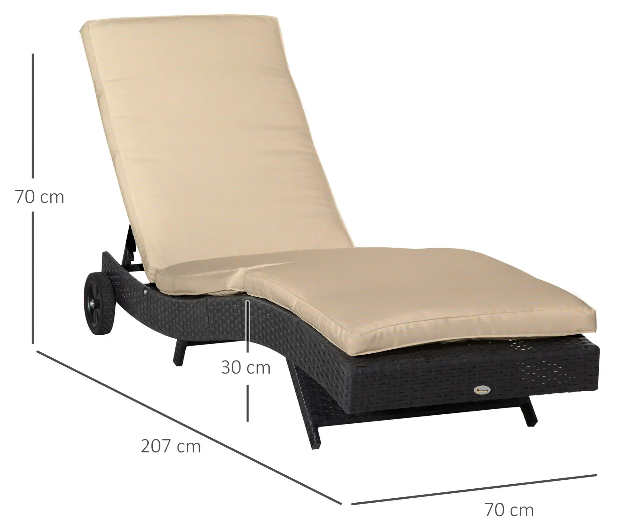 Sezlong Outsunny 862-030BK (Black/Beige) - 4