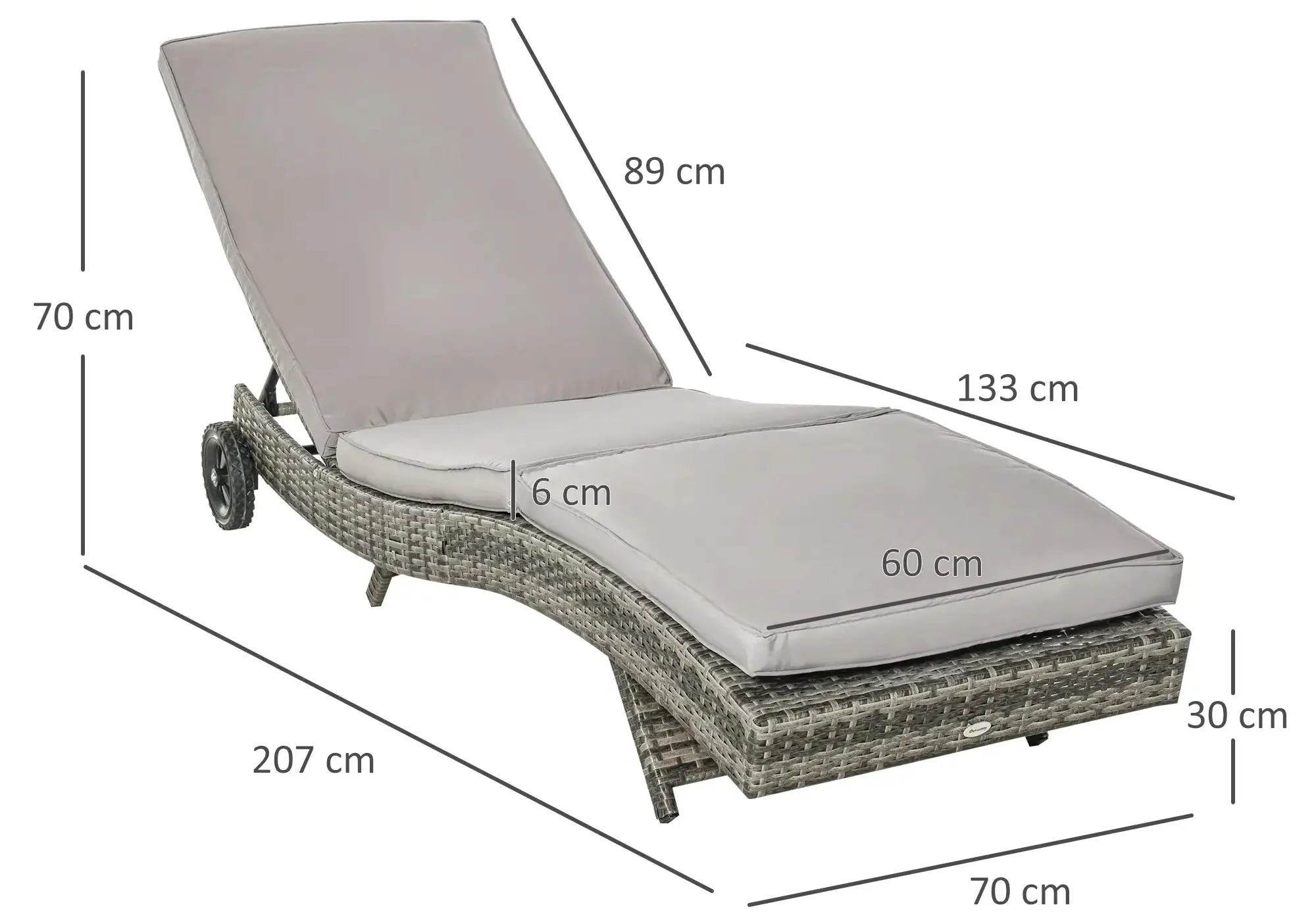 Sezlong Outsunny 862-030GY (Grey) - 4