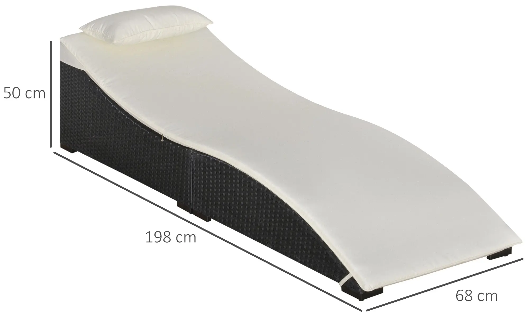 Sezlong Outsunny 862-038 (Black/Cream)