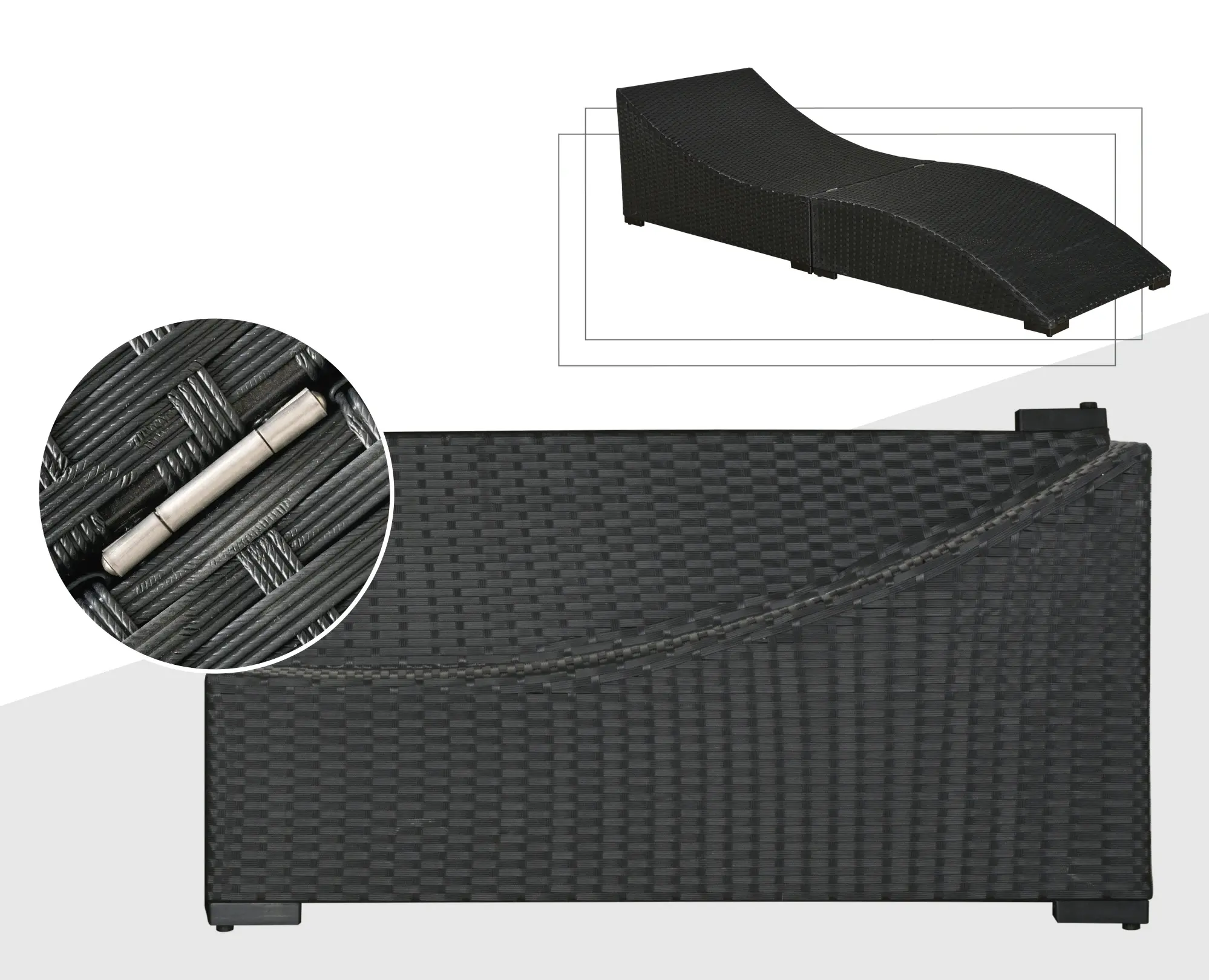 Sezlong Outsunny 862-038 (Black/Cream)