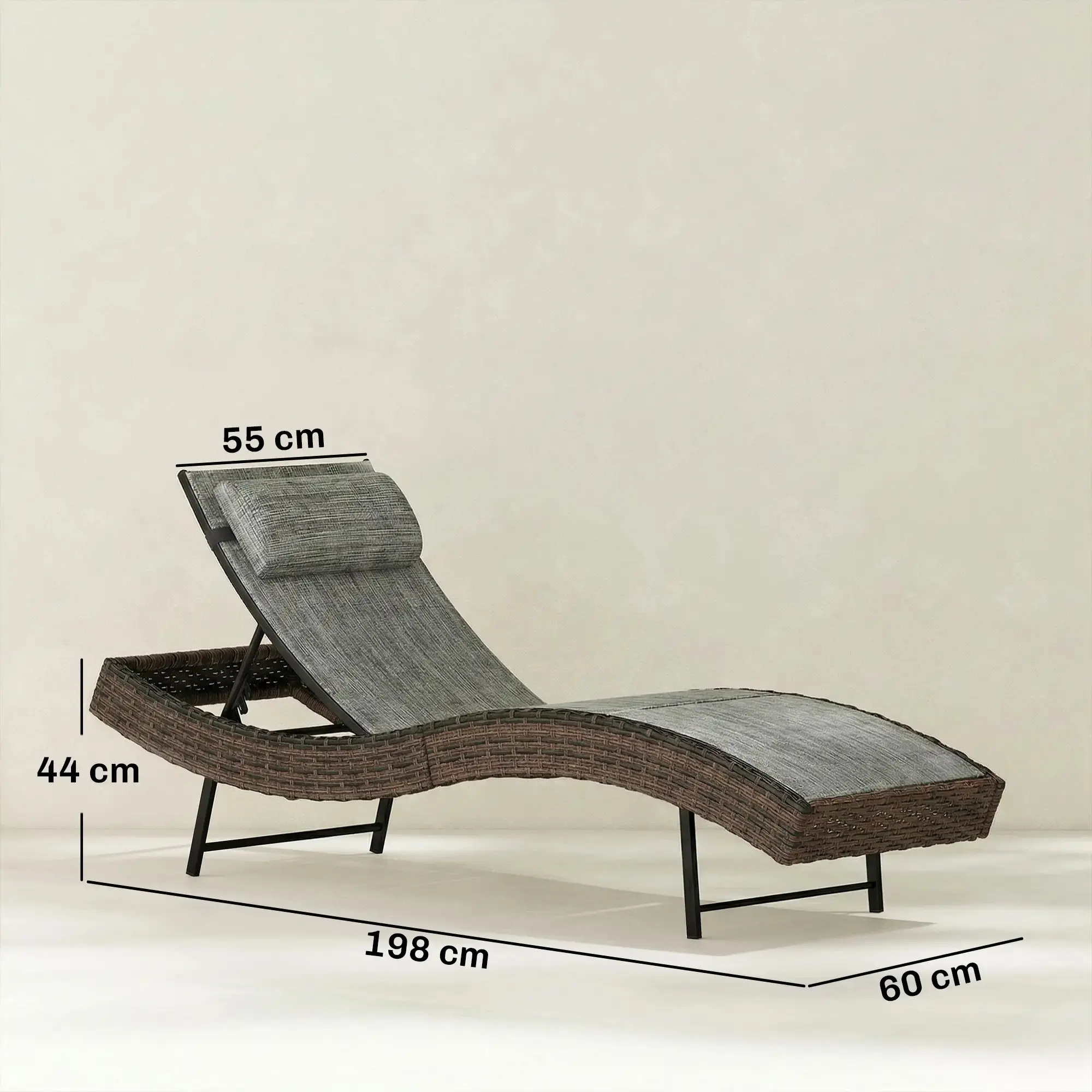 Шезлонг Outsunny 862-092V00BN (Brown/Grey) - 4