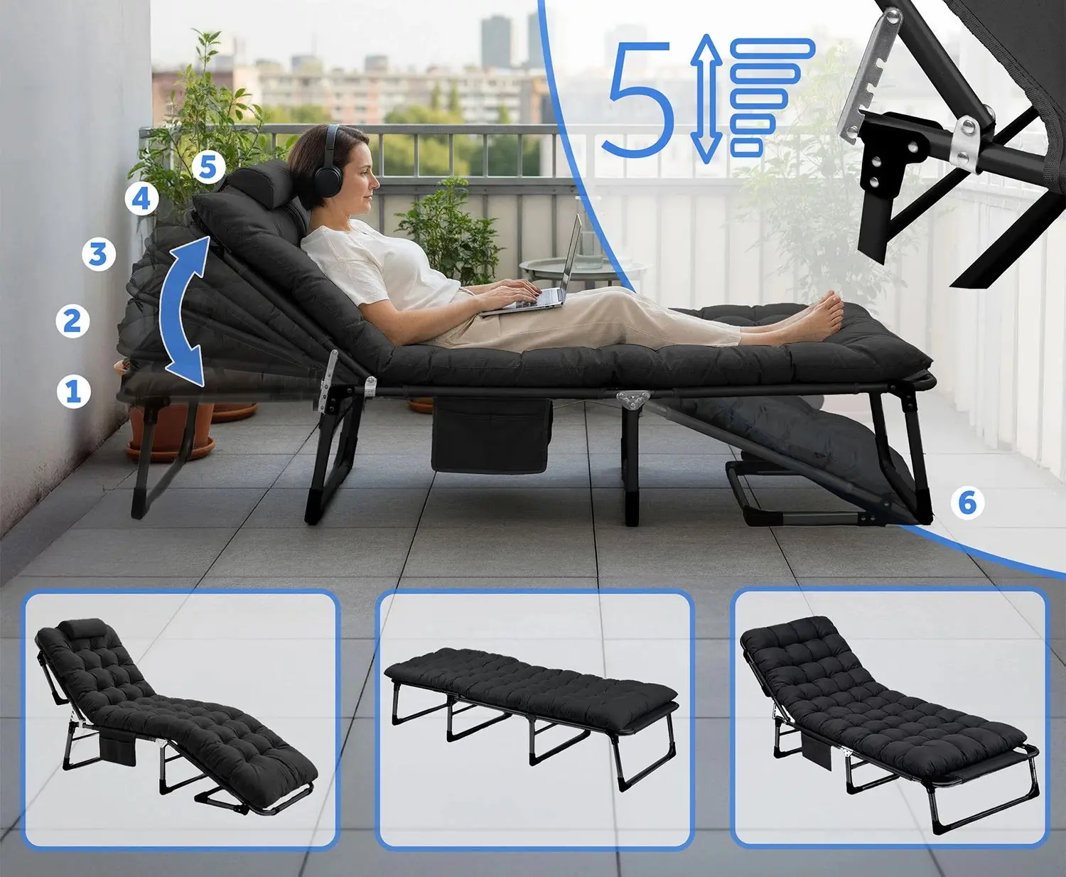 Шезлонг Sofotel ChillWell Dream 286600 (Black) - 6