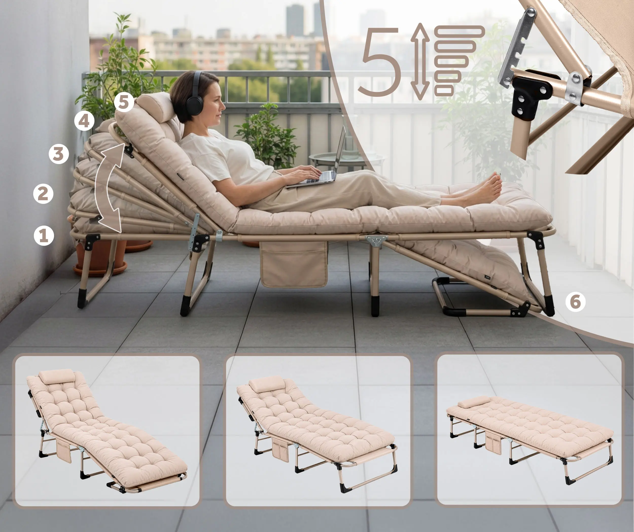 Шезлонг Sofotel ChillWell Dream 286602 (Beige) - 3