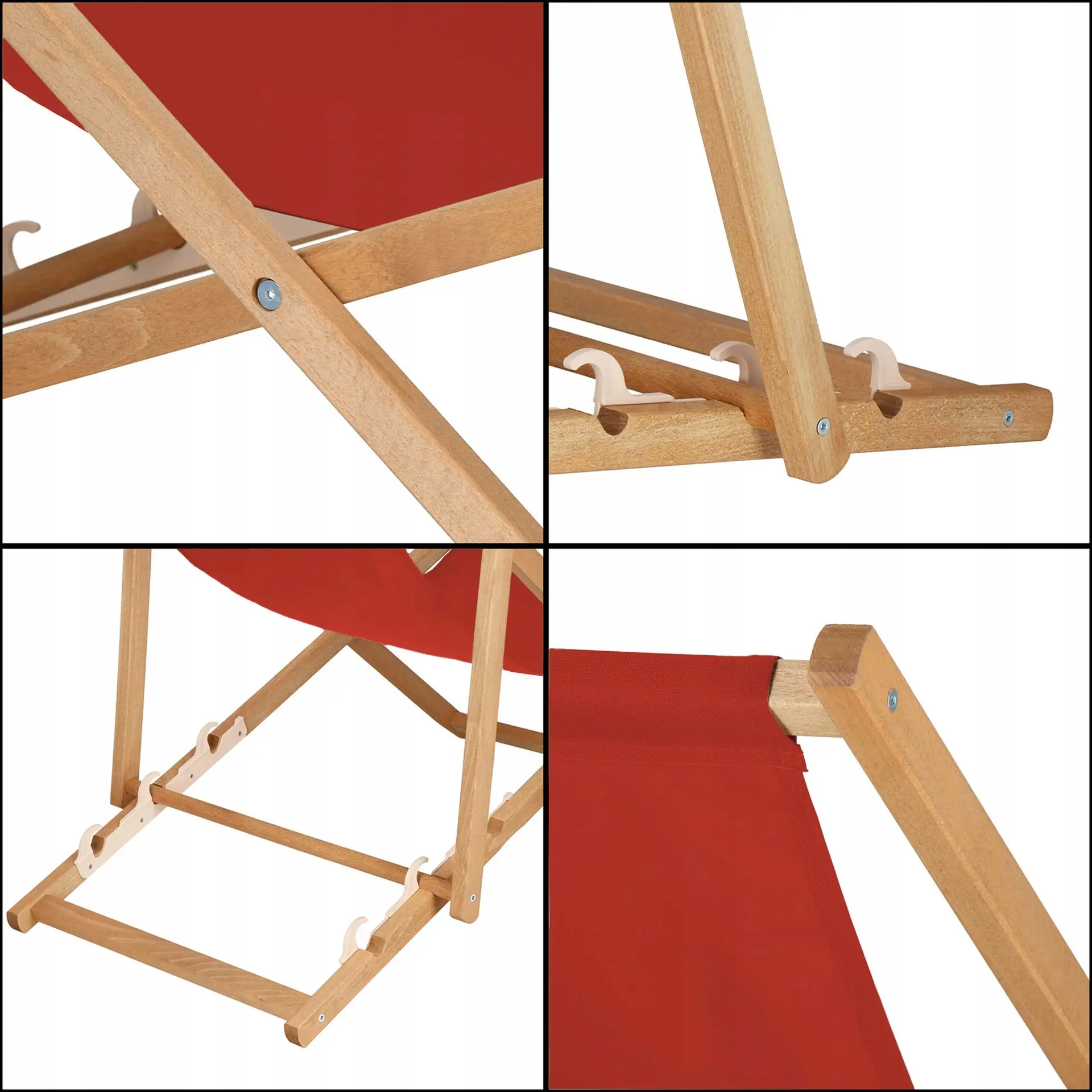 Шезлонг Springos DC0006BRG (Red/Natural) - 6