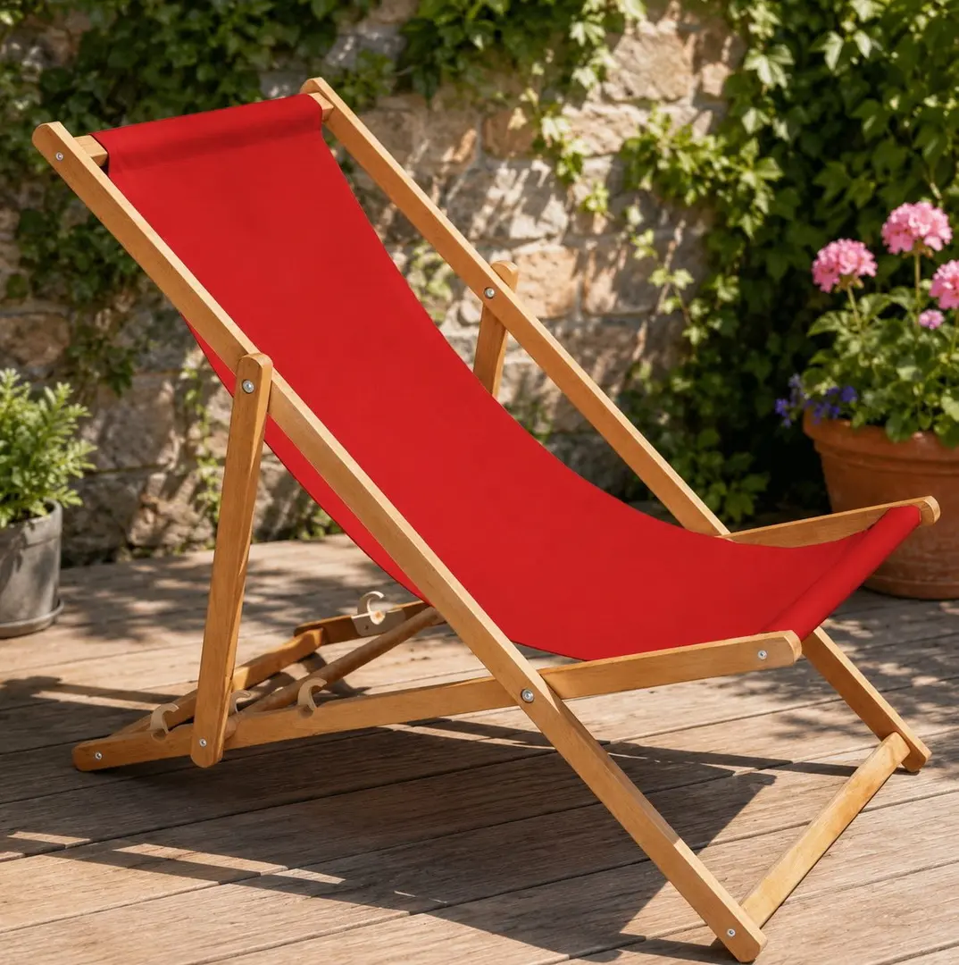 Шезлонг Springos DC0006BRG (Red/Natural)