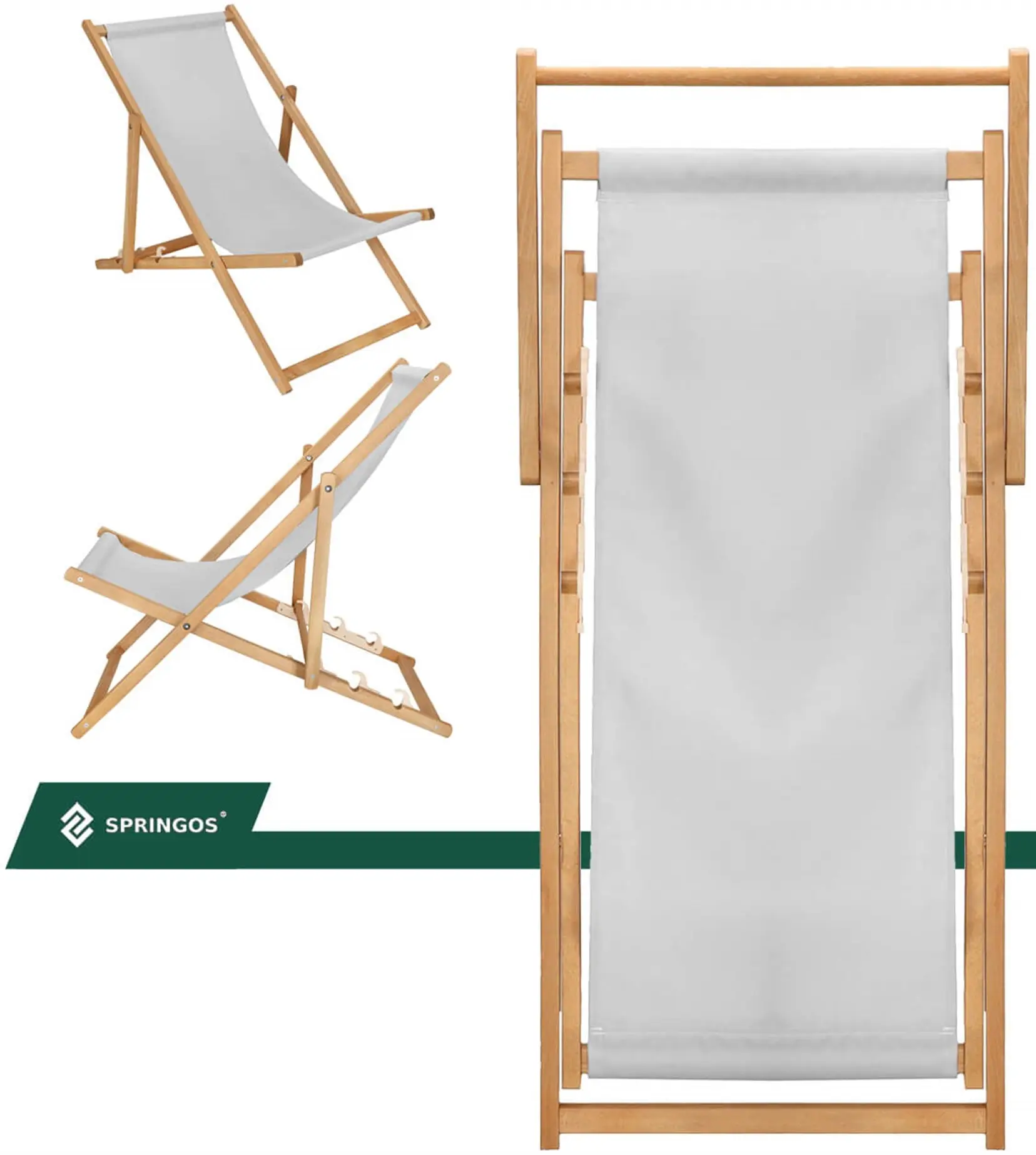 Шезлонг Springos DC0006LGR (Gray/Natural) - 4