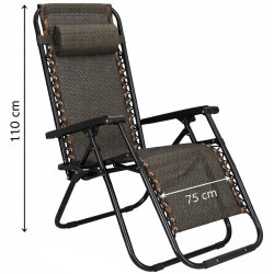 Шезлонг Springos Zero Gravity GC0001 (Dark Brown/Black) Thumb
