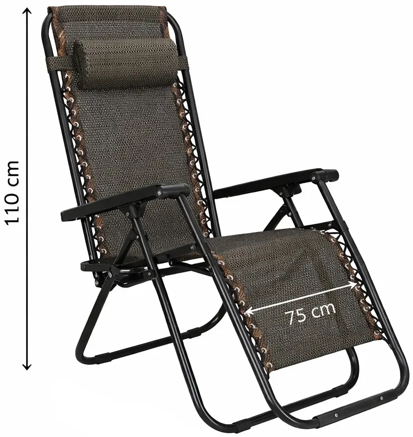 Шезлонг Springos Zero Gravity GC0001 (Dark Brown/Black) - 3