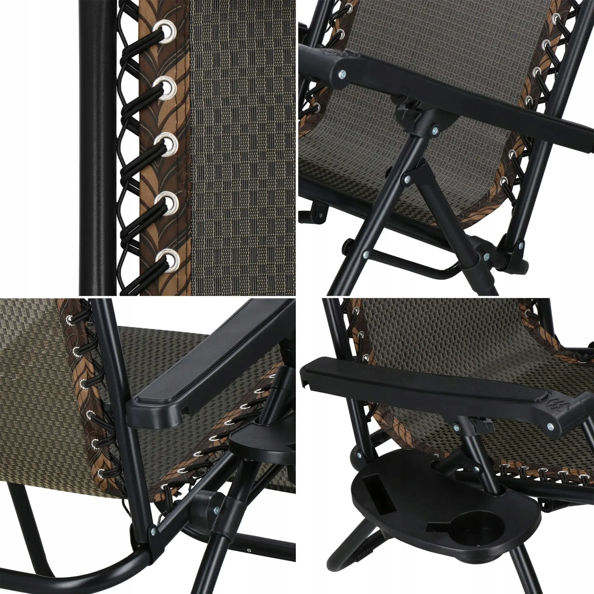 Шезлонг Springos Zero Gravity GC0001 (Dark Brown/Black) - 6