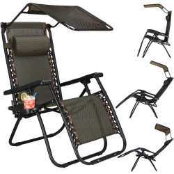 Шезлонг Springos Zero Gravity GC0029 (Black/Brown) Thumb