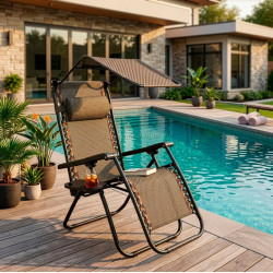 Шезлонг Springos Zero Gravity GC0029 (Black/Brown)