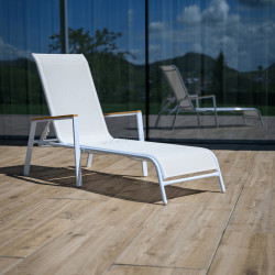 Шезлонг Tempo Kondela Bonto (White/Grandson Oak)