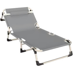 Шезлонг Tempo Kondela Bovry (Gray/Beige) Thumb