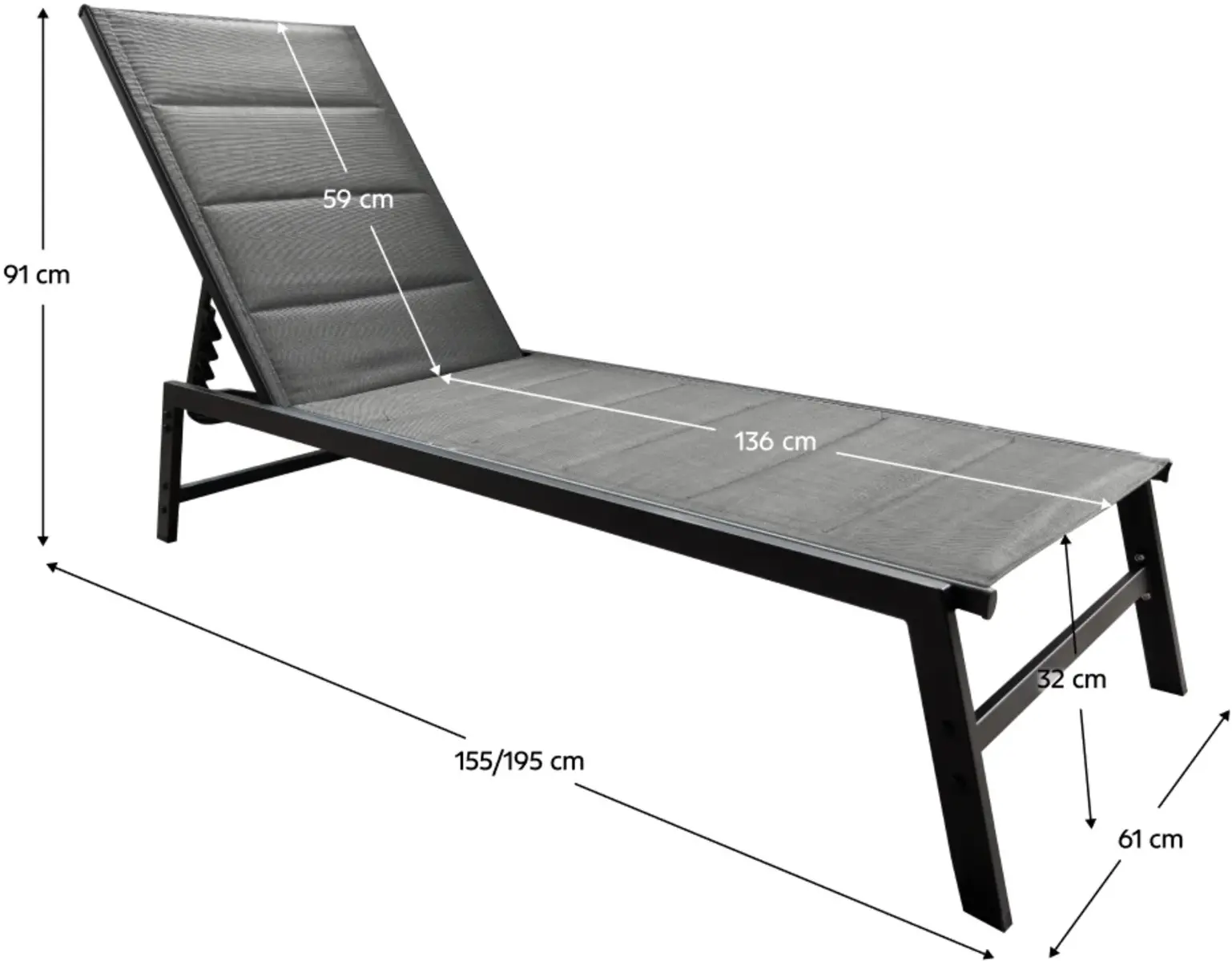 Шезлонг Tempo Kondela Lopez (Gray/Black) - 4