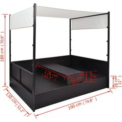 Cort-șezlong dublu VidaXL 42901 (Black/White) Thumb