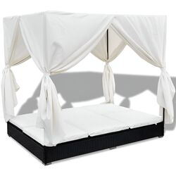 Șezlong cu baldachin VidaXL 42948 (Black/White) Thumb