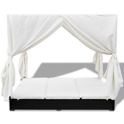 Șezlong cu baldachin VidaXL 42948 (Black/White) Thumb