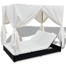 Șezlong cu baldachin VidaXL 42948 (Black/White) Thumb