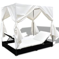 Șezlong cu baldachin VidaXL 42948 (Black/White) Thumb