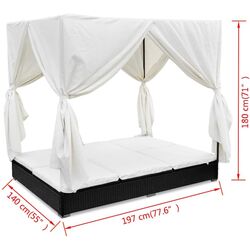 Șezlong cu baldachin VidaXL 42948 (Black/White) Thumb