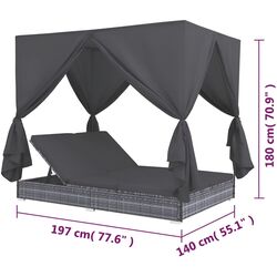 Шезлонг с балдахином VidaXL 45647 (Grey) Thumb