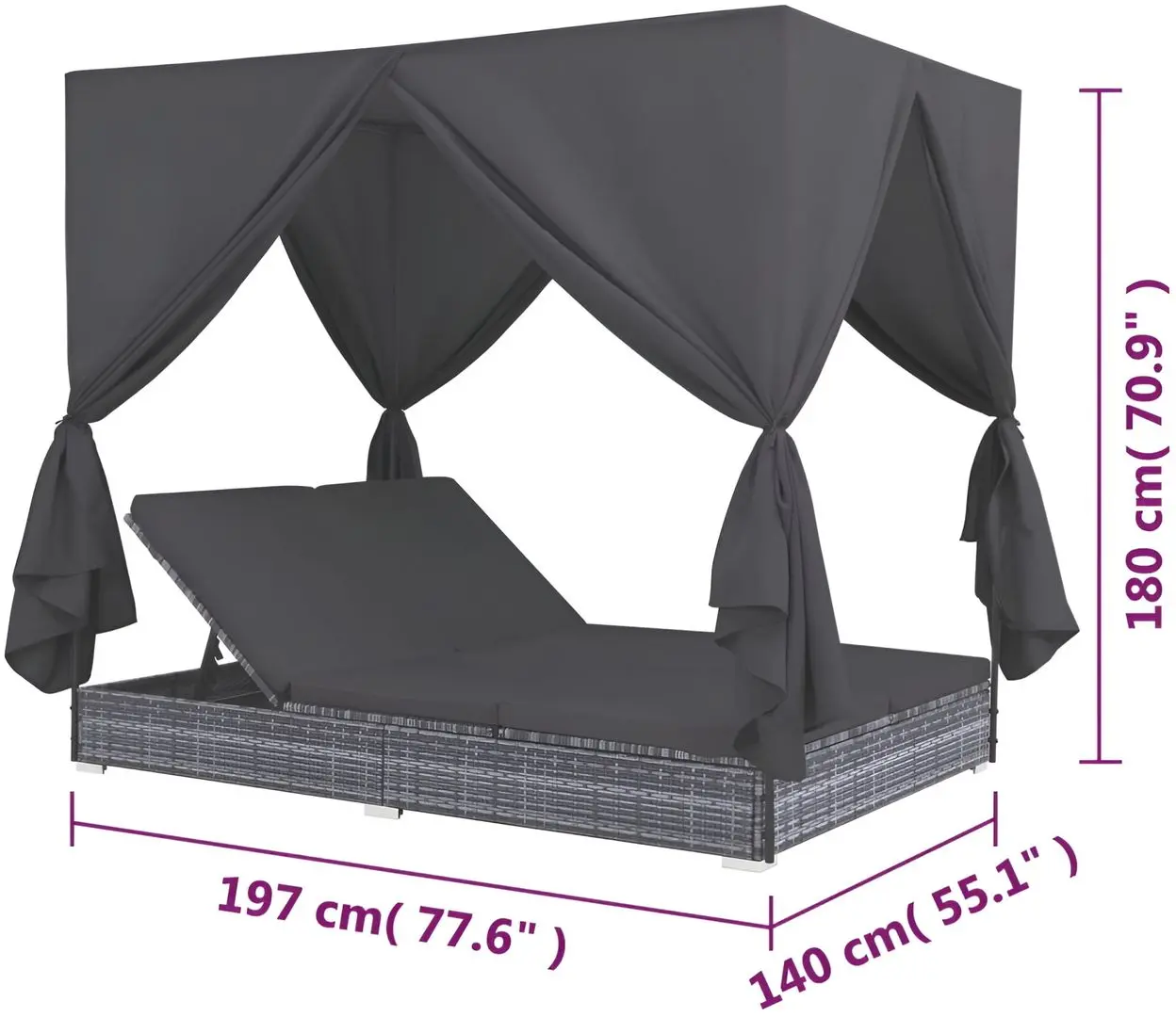 Шезлонг с балдахином VidaXL 45647 (Grey)
