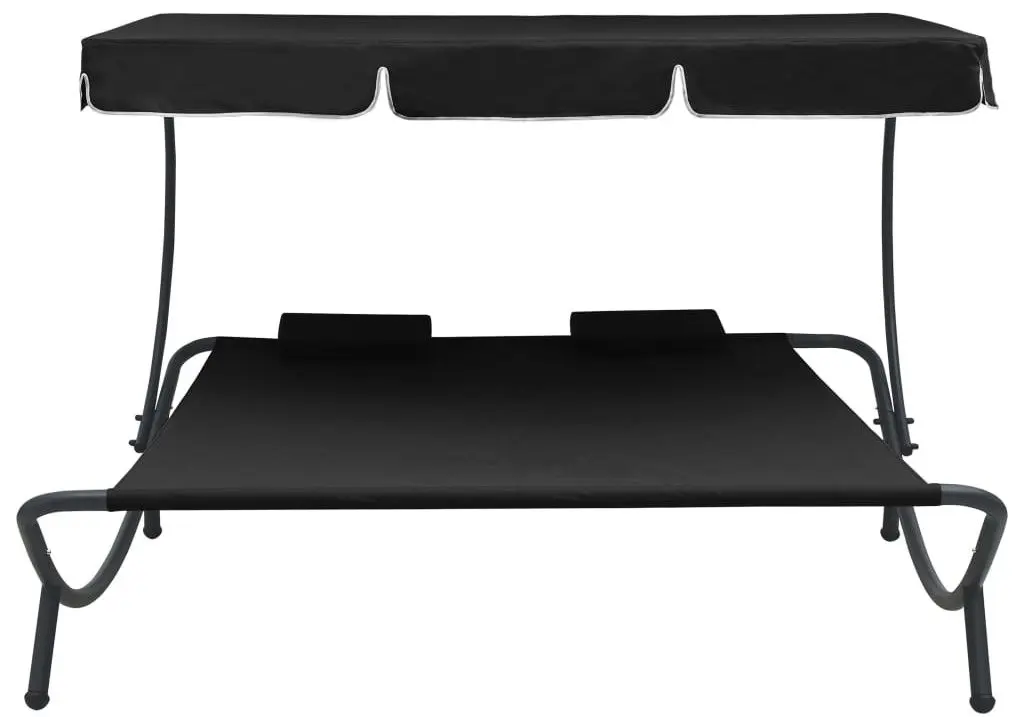 Sezlong cu copertina VidaXL 313521 (Black)