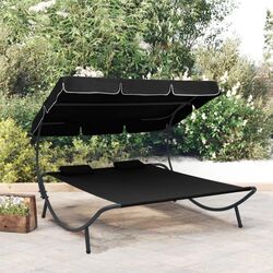 Sezlong cu copertina VidaXL 313521 (Black)