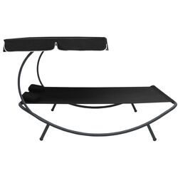 Sezlong cu copertina VidaXL 313521 (Black) Thumb